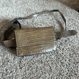 Zara Crocodile Embossed Green Crossbody Bag